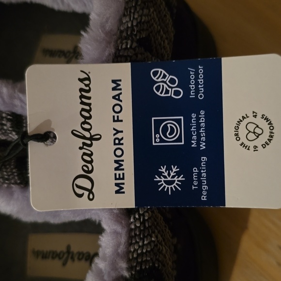 DEARFOAMS BRAND WOMENS BLACK MEMORY FOAM SLIPPERS SIZE SMALL 5-6 - Picture 12 of 12